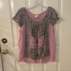 Silk blouse with colorful medallion print, size L